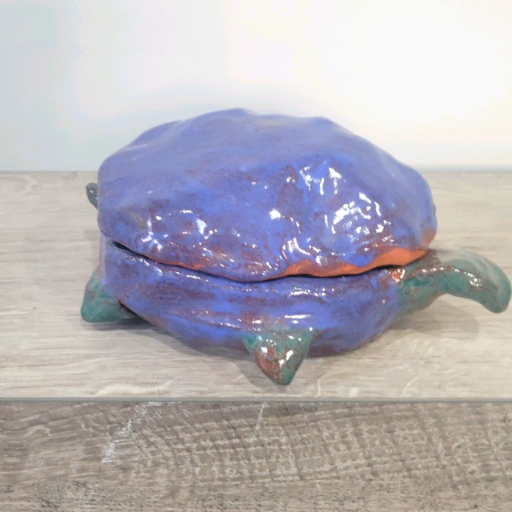 Handmade Cereamic Pottery Art Class Turtle Box